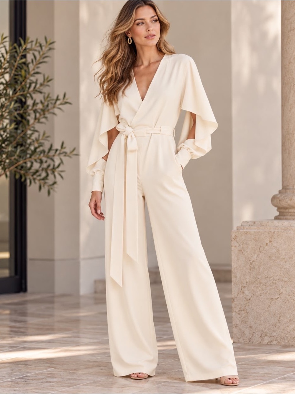 Gaucho Buenos Aires White Viscose Wrap Jumpsuit Sz Universal
